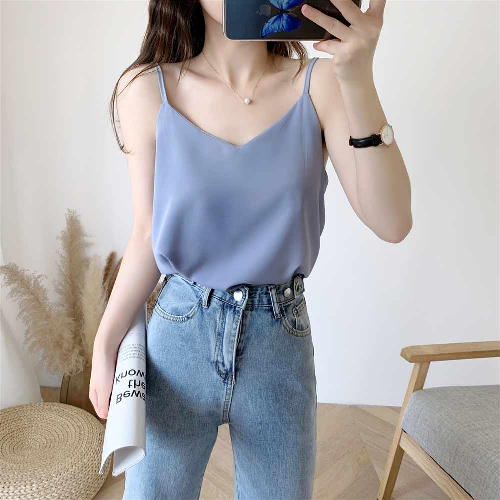 Áo kiểu nữ cổ tim hai dây thời trang