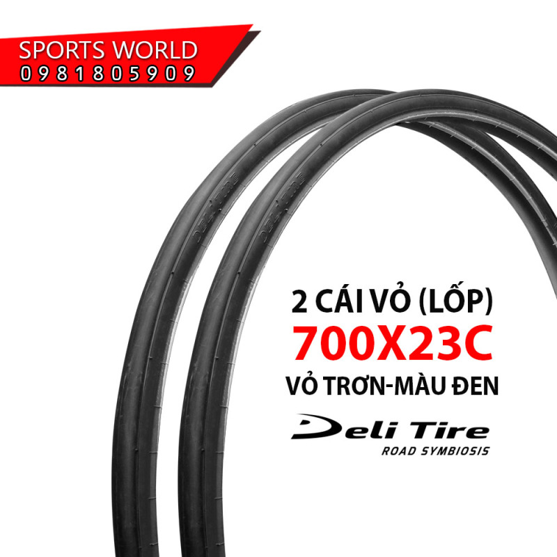 Phân phối 2 cái vỏ lốp xe đạp 700x23C vỏ trơn SA-205 DELI-TIRE - hàng INDONESIA