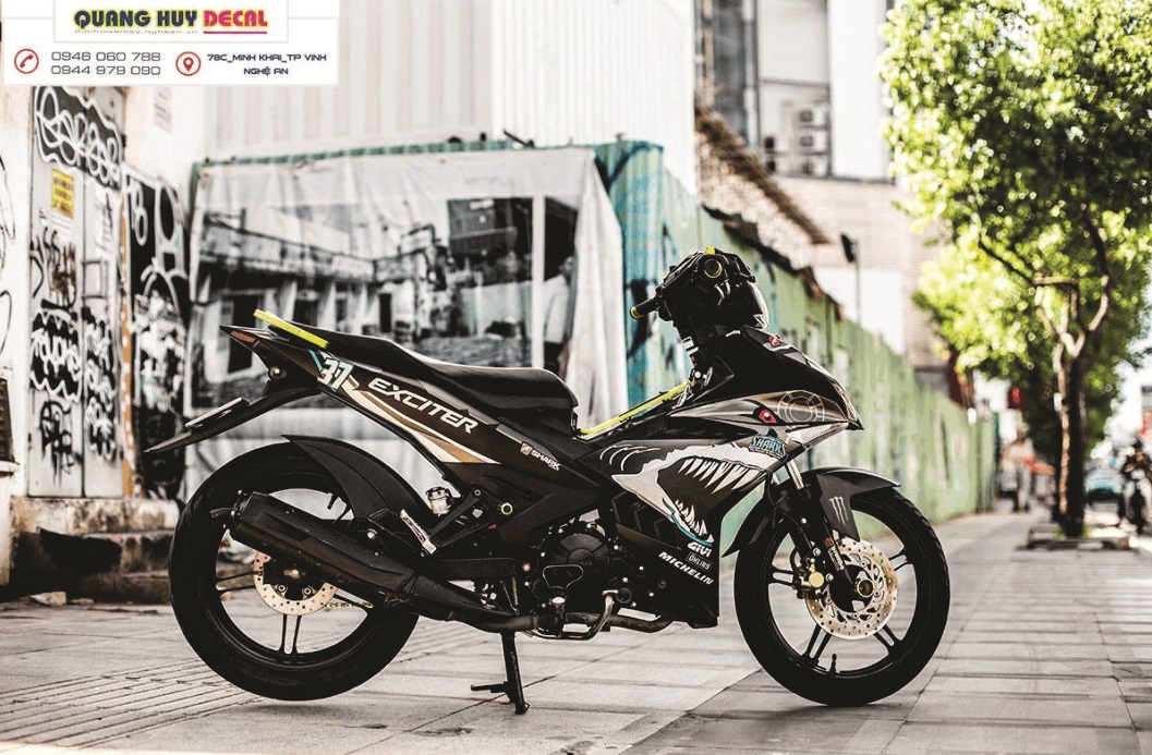 Tem trùm exciter 150 cá mập đen xám,team decal ex 150 shark