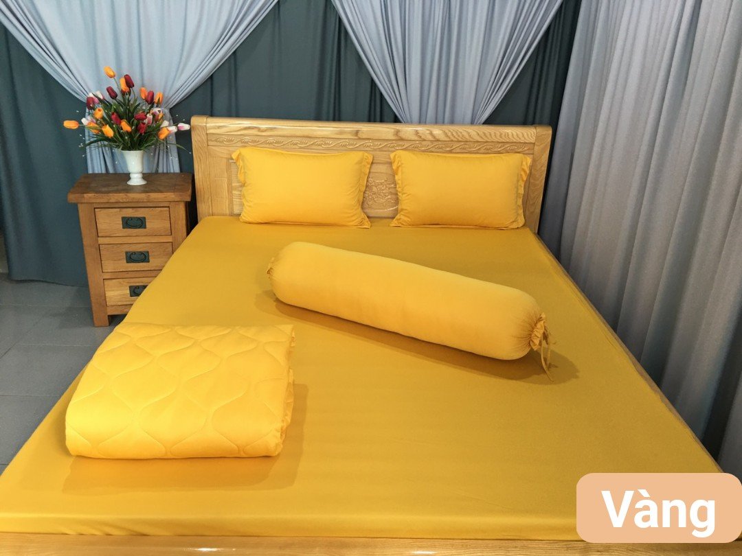 Ga - drap giường lẻ thun mát lạnh lan pham bedding - màu vàng
