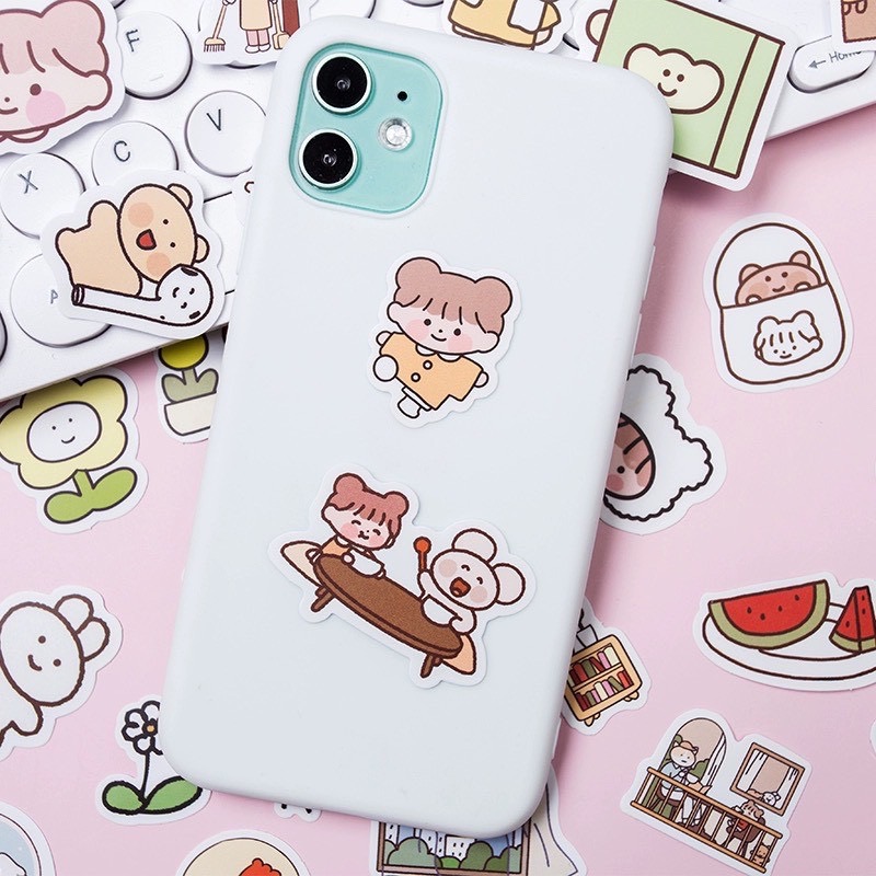 Set 100 sticker bé thỏ dán hình siêu siêu dễ thương