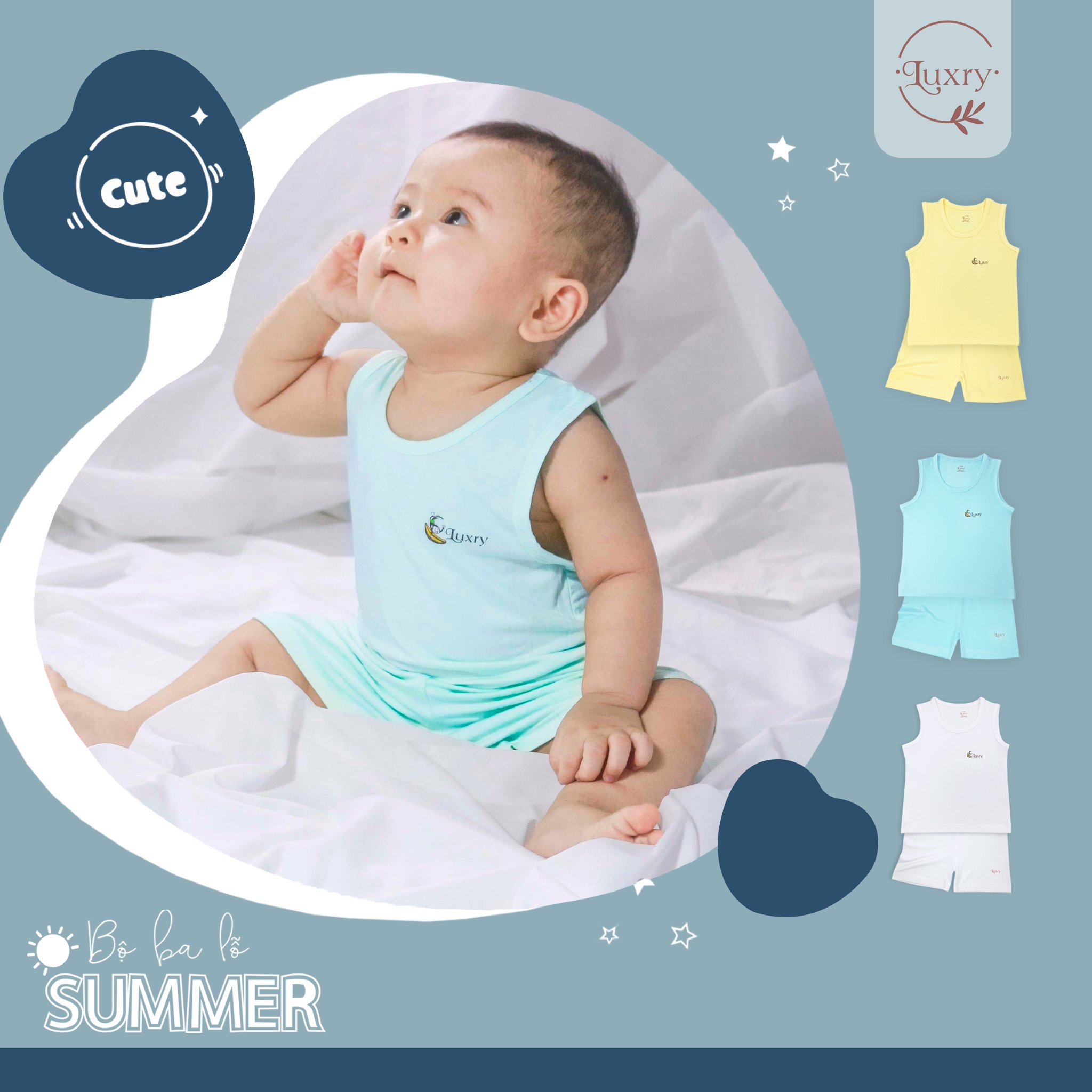 Bộ quần áo ba lỗ Basic Luxry cho bé