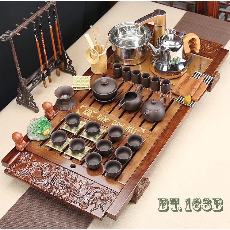 Khay trà - kết hợp bếp điện thông minh + ấm chén phụ kiện - tặng xô trà thải