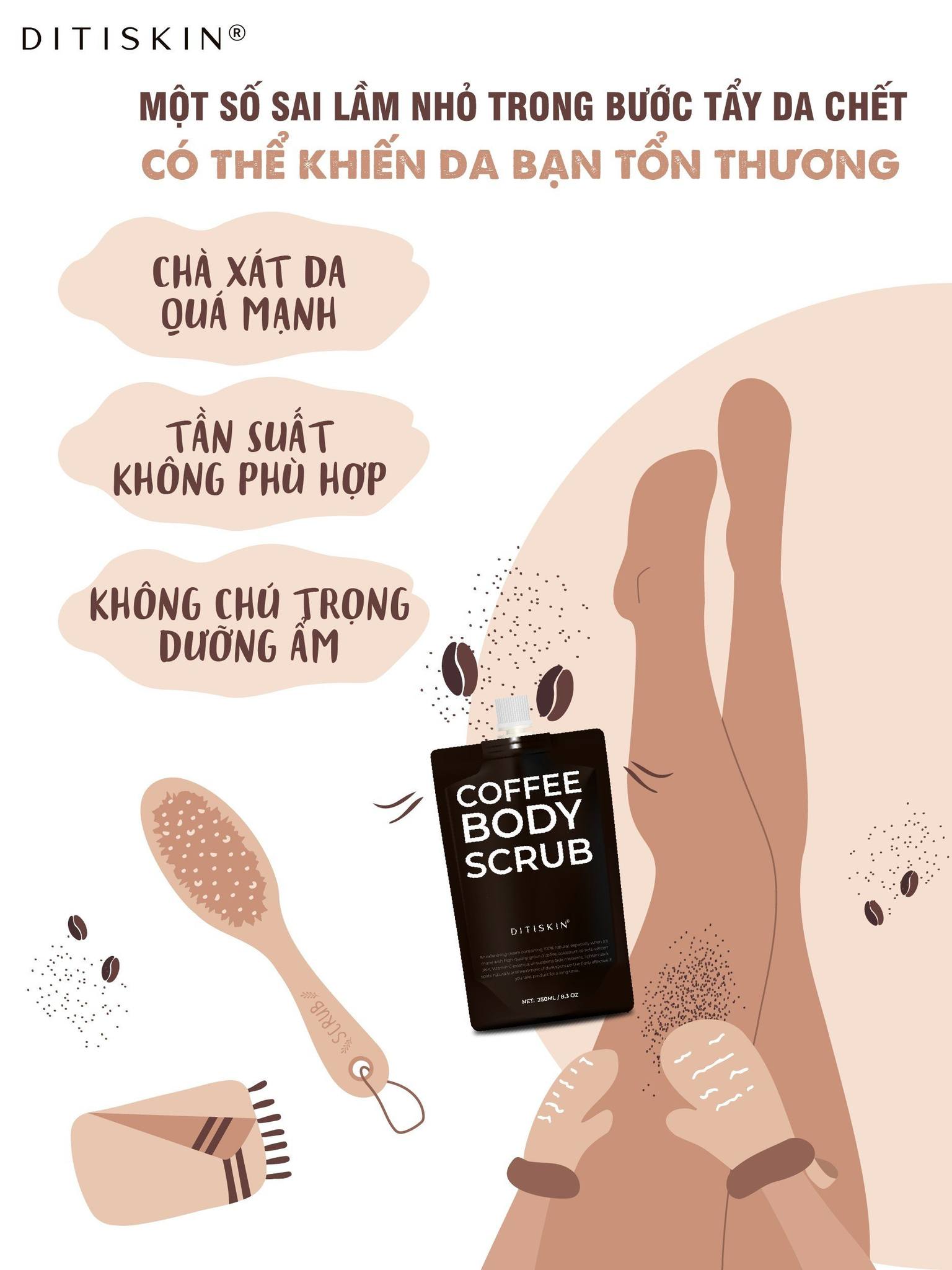 TẨY TẾ BÀO CHẾT CÀ PHÊ SỮA NON DITISKIN