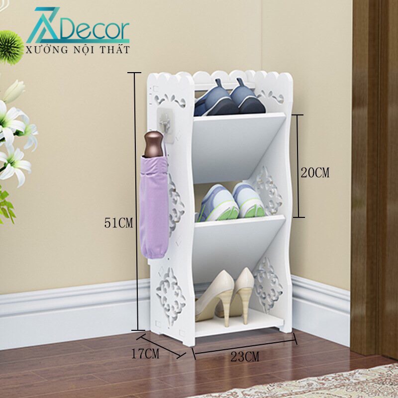 Kệ giày dép đa năng dễ tháo lắp 3 tầng Hot nhất năm 2023 chất liệu gỗ nhựa Pima cao cấp chống thấm nước, chống cháy