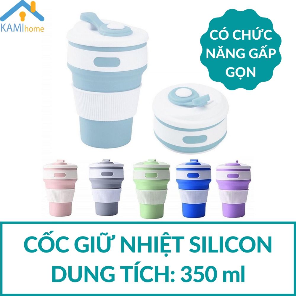 Ly Bình giữ nhiệt gấp gọn uống cà phê nước trái cây 350ml Silicon Moonshop ly cốc uống nước ly coc giu nhiet lygiunhiet cocgiunhiet