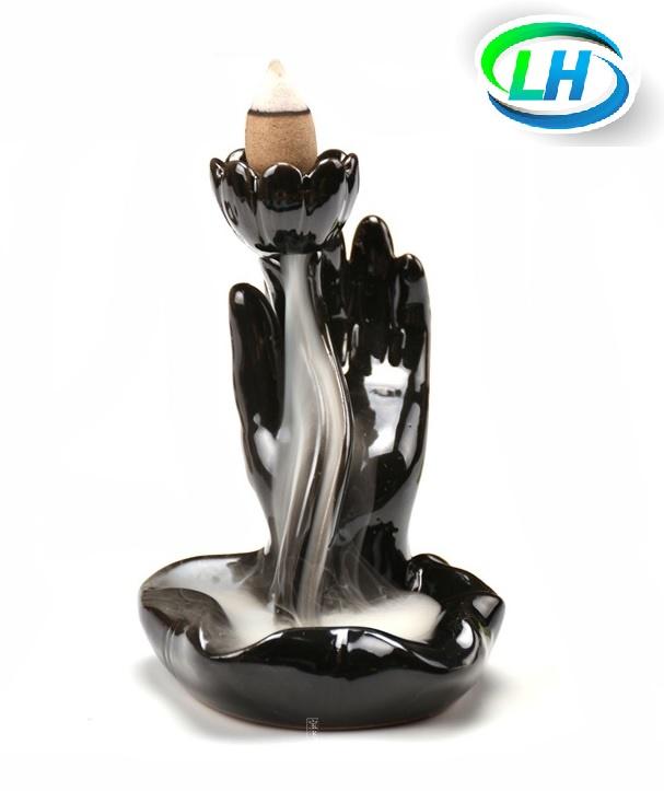 Thác khói trầm hương, trầm hương khói ngược cao cấp - Tay phật nâng sen mini