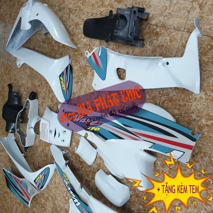 [ KÈM TEM 3 LỚP] Dàn áo màu TRẮNG  xe Wave THÁI - Wave ZX - Wave alpha