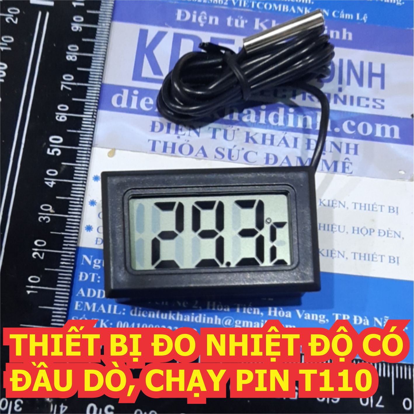 Nhiệt kế điện tử thiết bị đo nhiệt độ lcd hiển thị t110 tặng pin lr44 kde1305