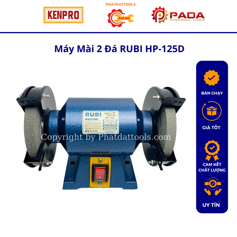 Máy mài 2 đá rubi hp-125d-động cơ 100% dây đồng-bảo hành 6 tháng