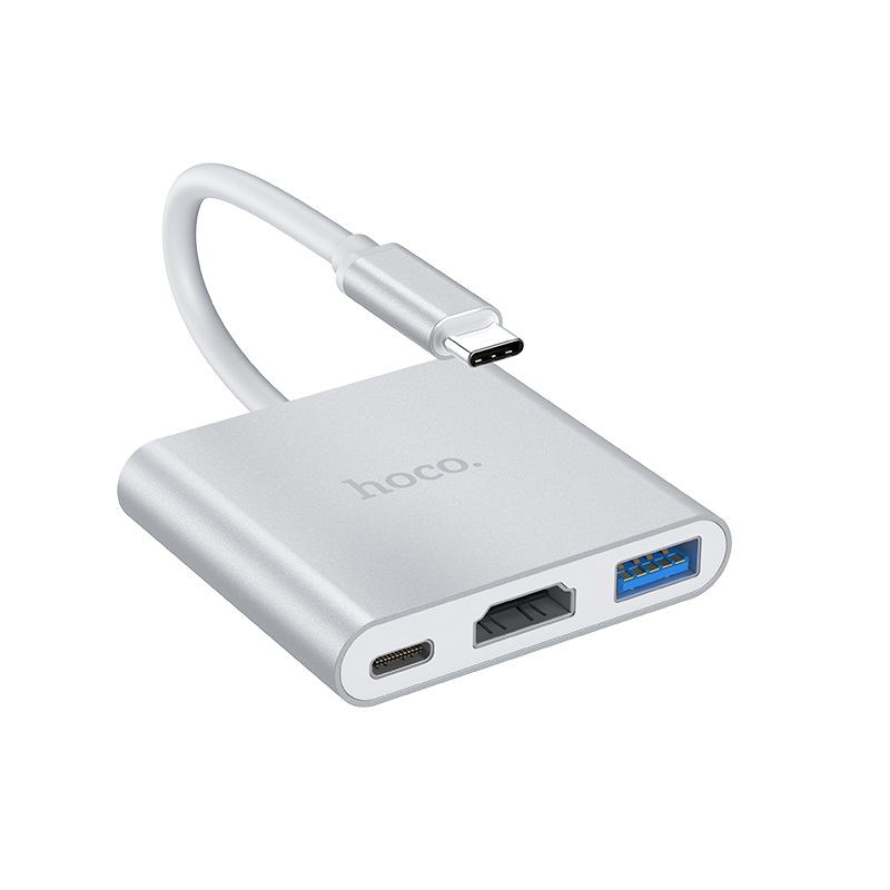 [HCM]CÁP CHUYỂN ĐỔI HOCO HB14 CỔNG TYPE-C SANG 3 CỔNG HDMI-USB 3.0- TYPE-C