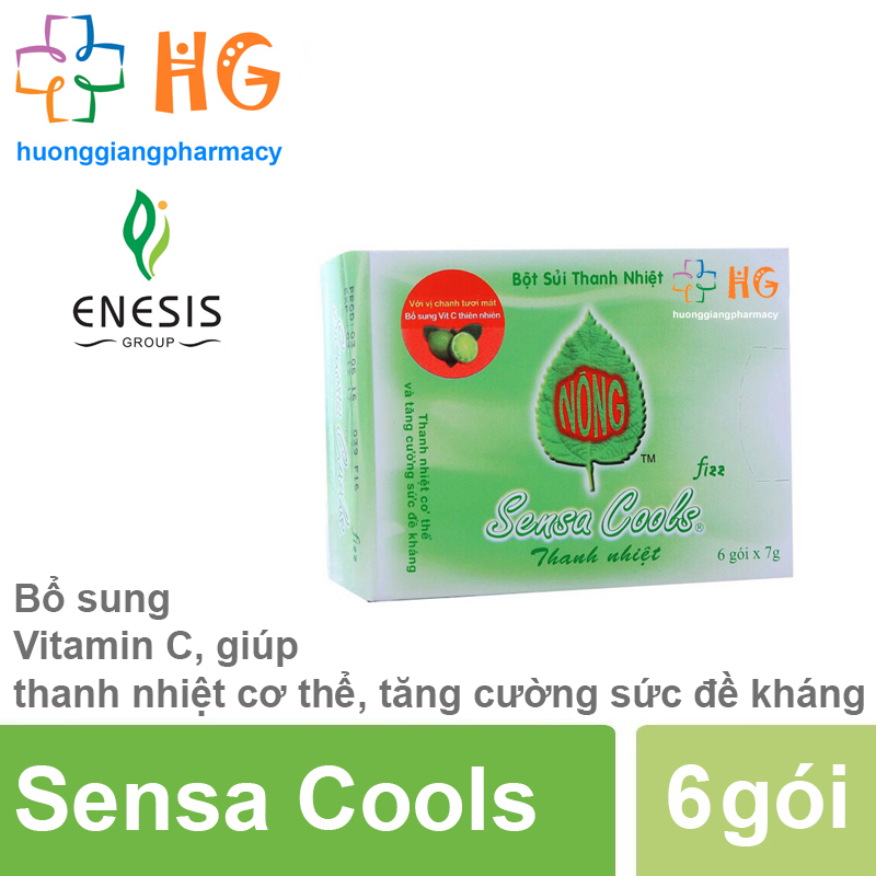Bột sủi thanh nhiệt Sensa Cools - Bổ sung Vitamin C, giúp thanh nhiệt và tăng đề kháng (Hộp 6 gói)