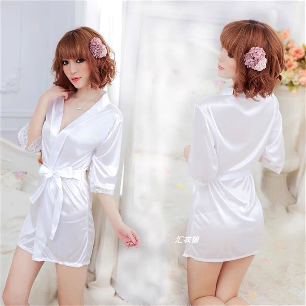 Áo choàng ngủ lụa satin phong cách kimono sexy (có sẵn - miễn ship)