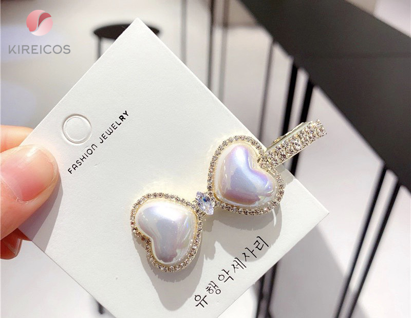 Kẹp mái nữ hàn quốc cao cấp đính châu hạt xoàn nhân tạo - kireicos