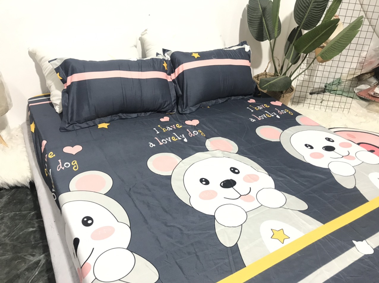 Bộ Ga Gối 3 Món ( Gồm 1 Ga Bo Chun + 2 Vỏ Gối) Mã CH210