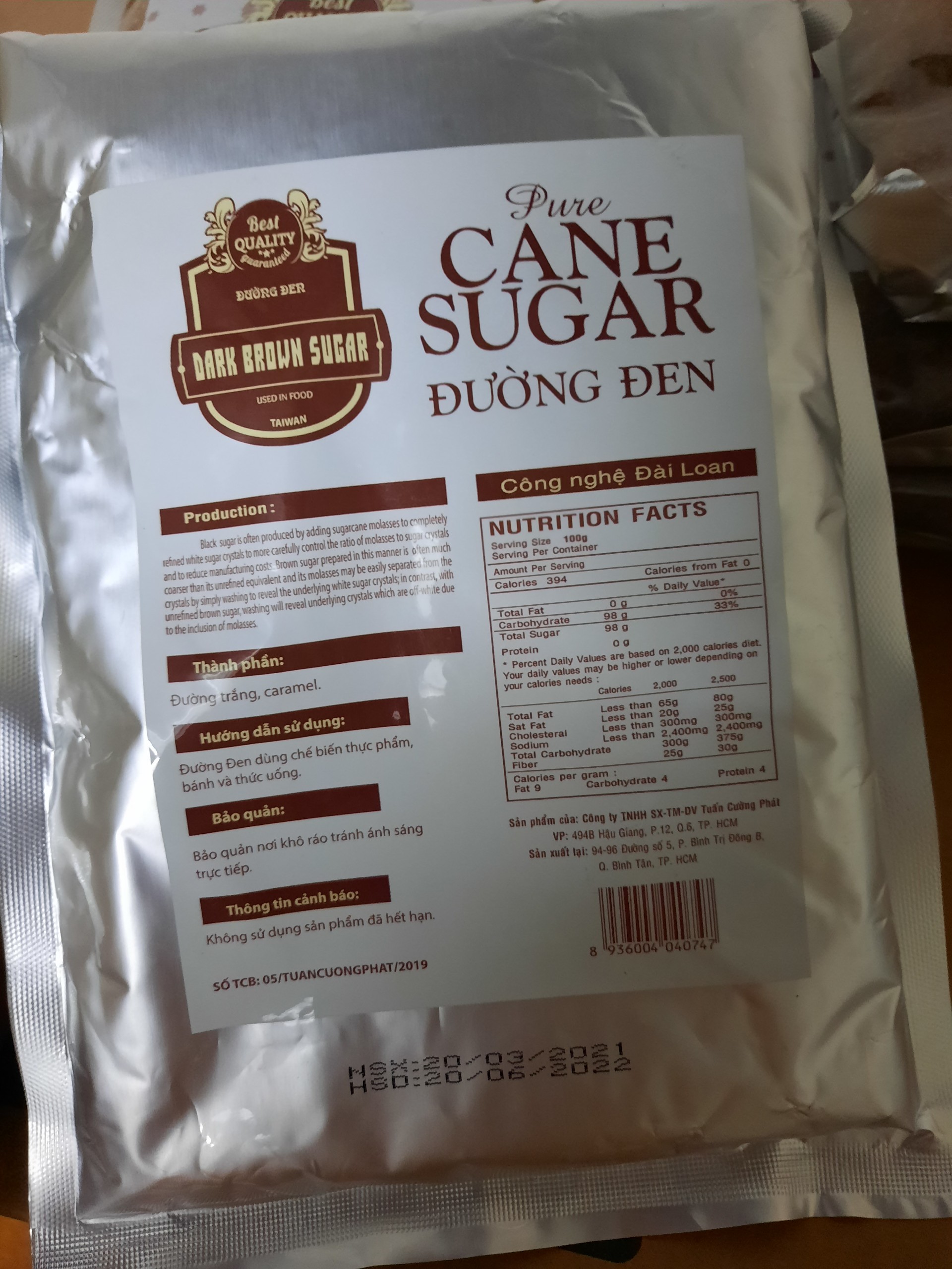 Đường đen Đài Loan gói 1kg