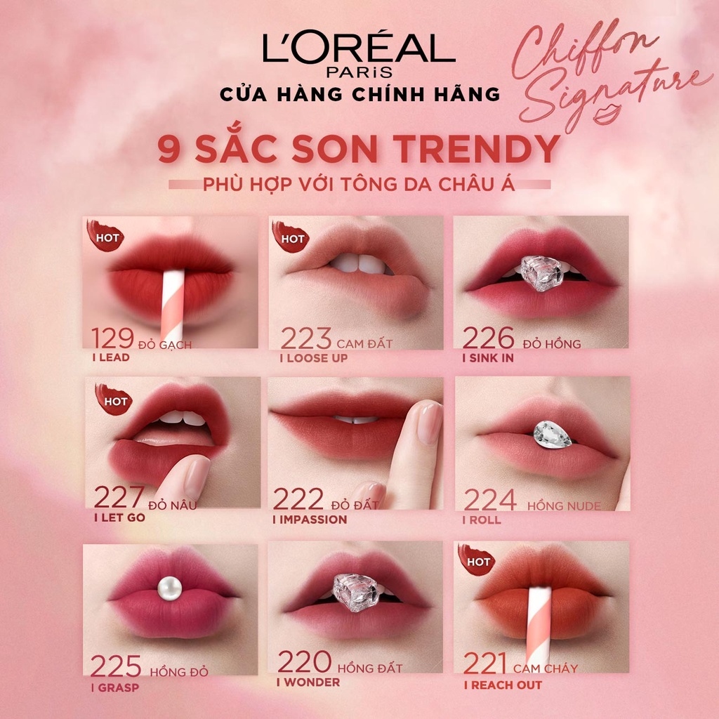 đẹp✔¤  Son mịn lì cao cấp L'Oréal Paris Chiffon Signature 7ml