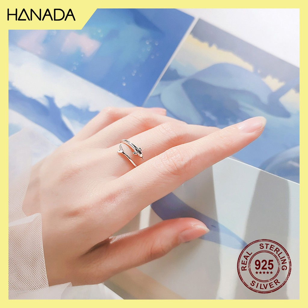 Nhẫn Bạc 925 Hanada 0639 Cá Heo Freesize