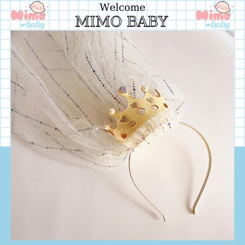 Bờm voan vương miện lấp lánh, bờm công chúa đáng yêu cho bé gái BD61 Mimo Baby