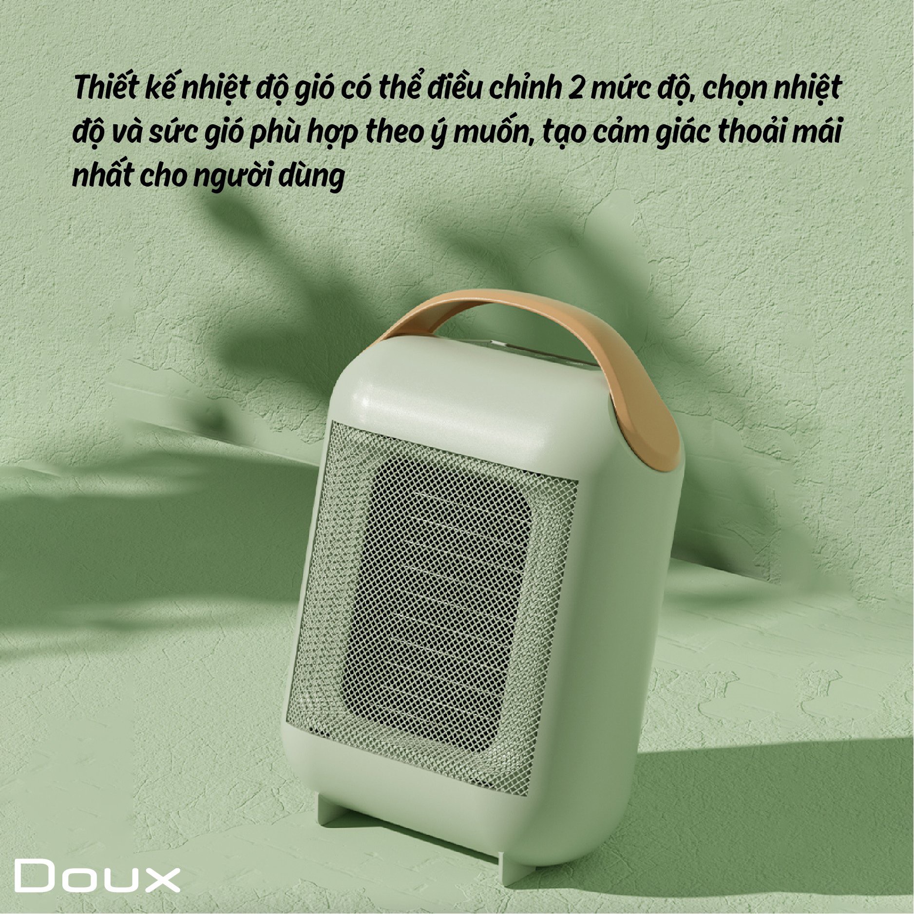 Máy sưởi ấm gốm mini Doux công nghệ mới tiết kiệm điện năng, không đốt cháy, không khí | Quạt sưởi ấm mùa đông cho bé