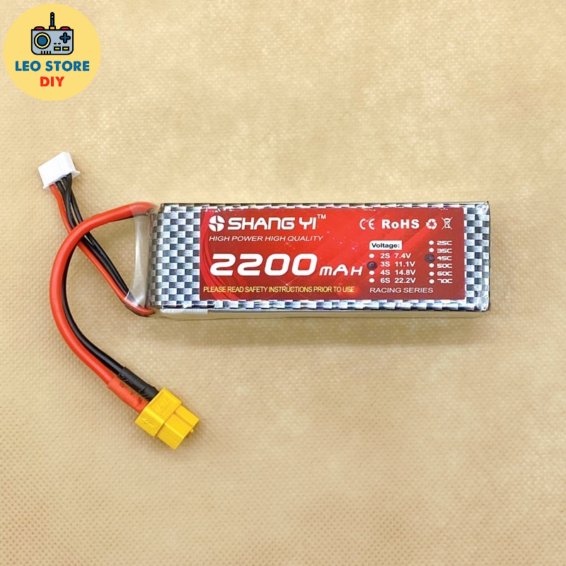 Pin Shangyi Lipo 3s 2200mAh 45C jack cắm XT60