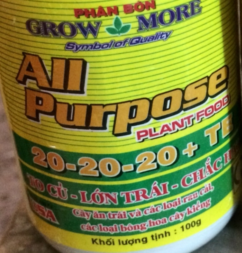 Phân bón 20-20-20+TE Growmore