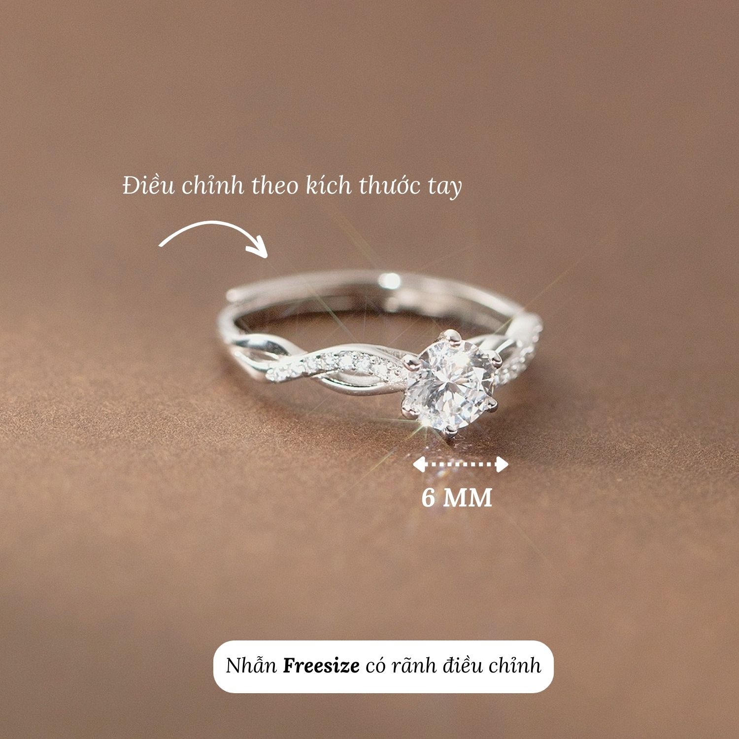 Nhẫn bạc nữ 925 freesize Julia-Aura Silver-N51