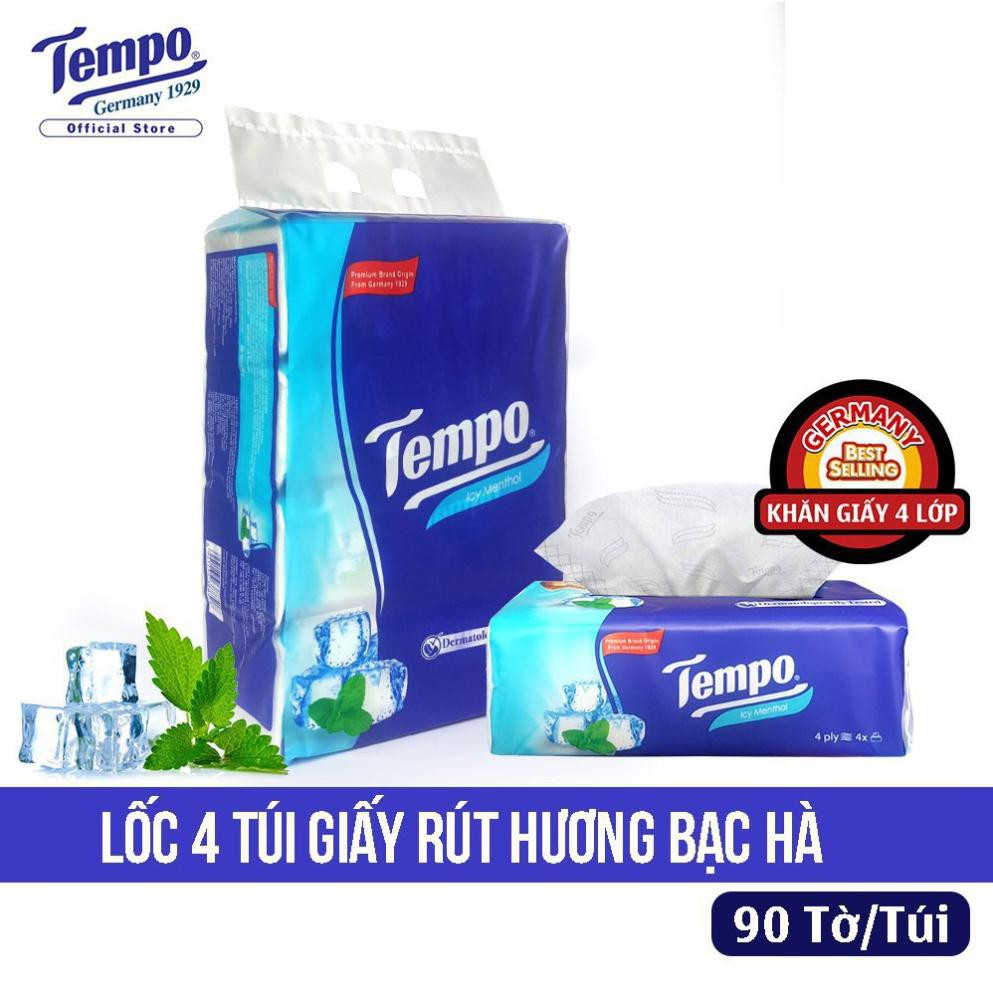 Lốc 4 Gói Khăn Giấy Tempo Softpack Neutral 4 Lớp (4*90 tờ)