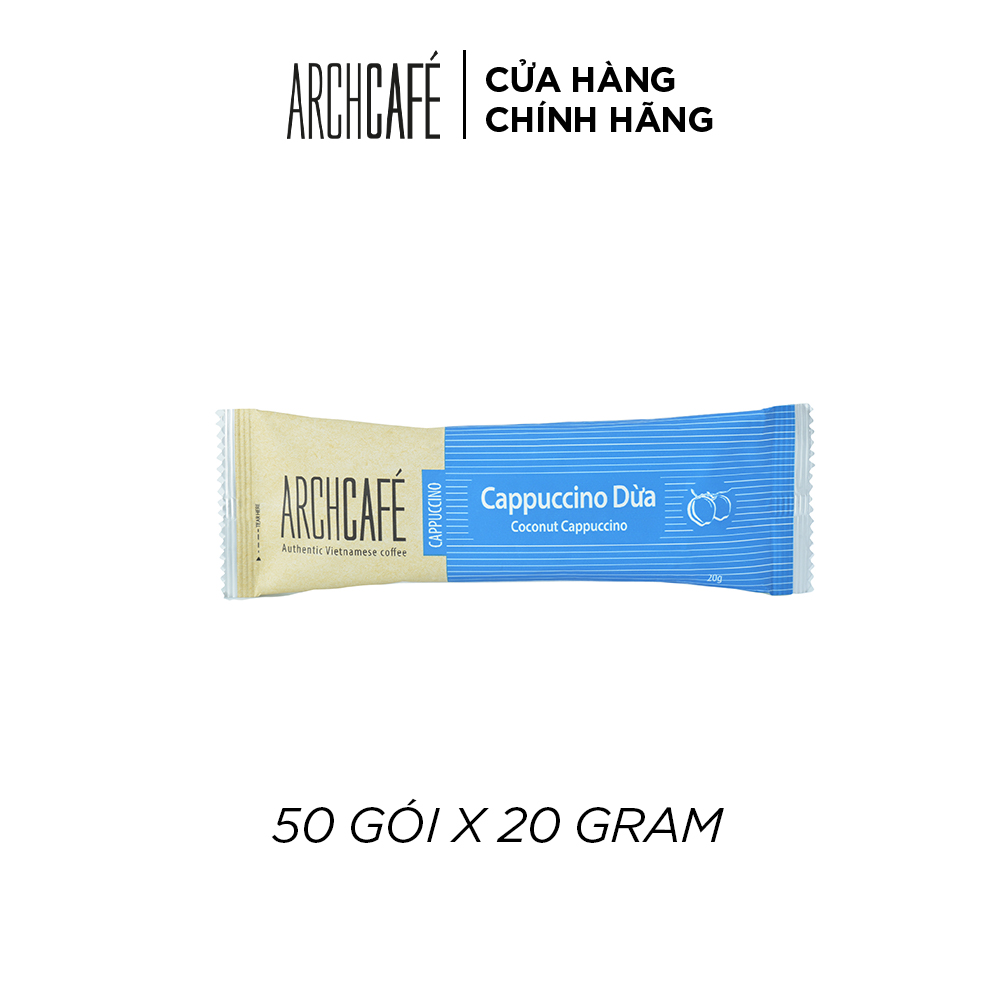 Túi Cà phê Cappuccino Dừa - Cafe hoà tan Archcafé (túi 50 gói x 20g)