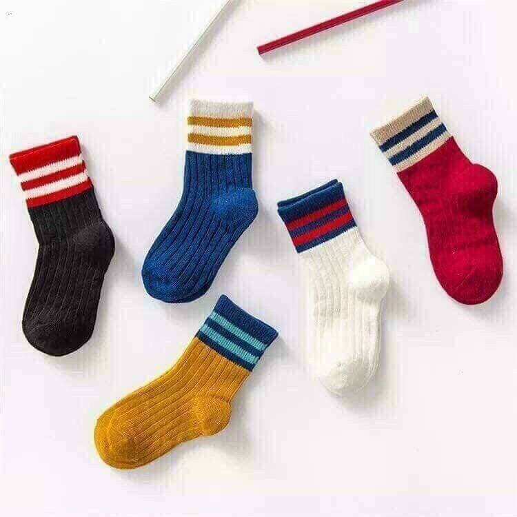 Combo 05 tất gân trẻ em cao cổ siêu xinh