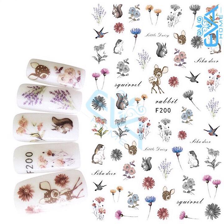 Miếng Dán Móng Tay 3D Nail Sticker Tráng Trí Hoạ Tiết Bông Hoa F200