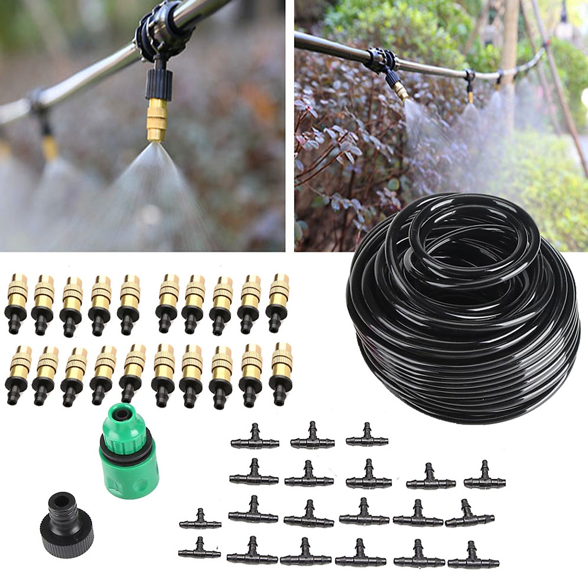 [HCM]Bộ KIT Phun Sương Tưới Cây Tự Động gồm 20 Béc Bằng Đồng Cao Cấp kèm 20m Dây và đầy đủ phụ kiện