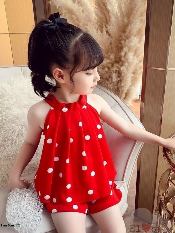 bộ lụa chấm bi cho bé 8-18kg
