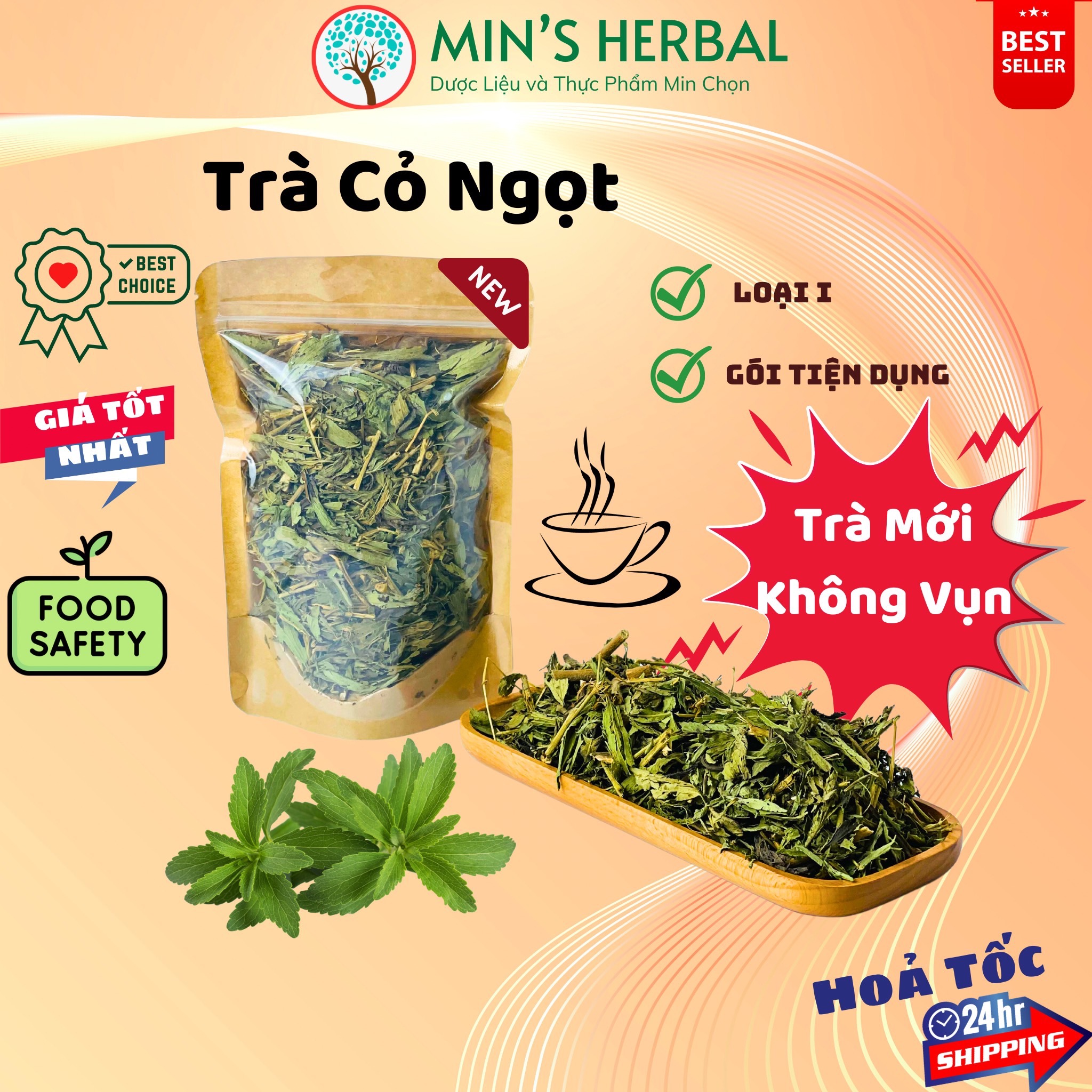 Trà Cỏ ngọt sấy khô Thanh nhiệt Đẹp da túi 100g - Minpharmacy
