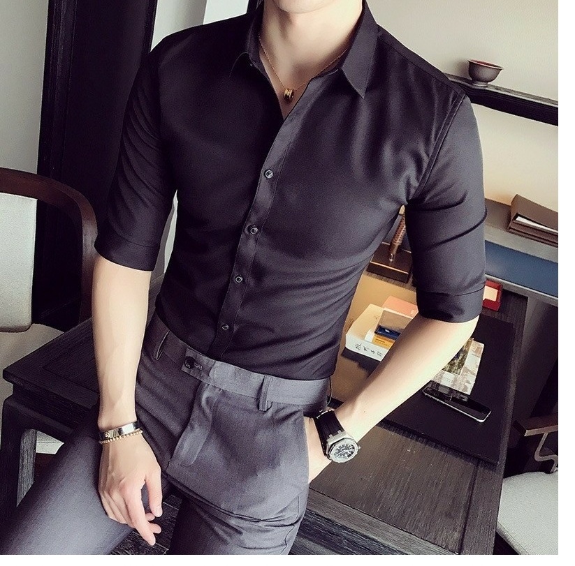 [Hoàn Tiền 15%][HCM]áo sơ mi nam trơn phom body kiểu dáng mới hot nhất hàn quốc