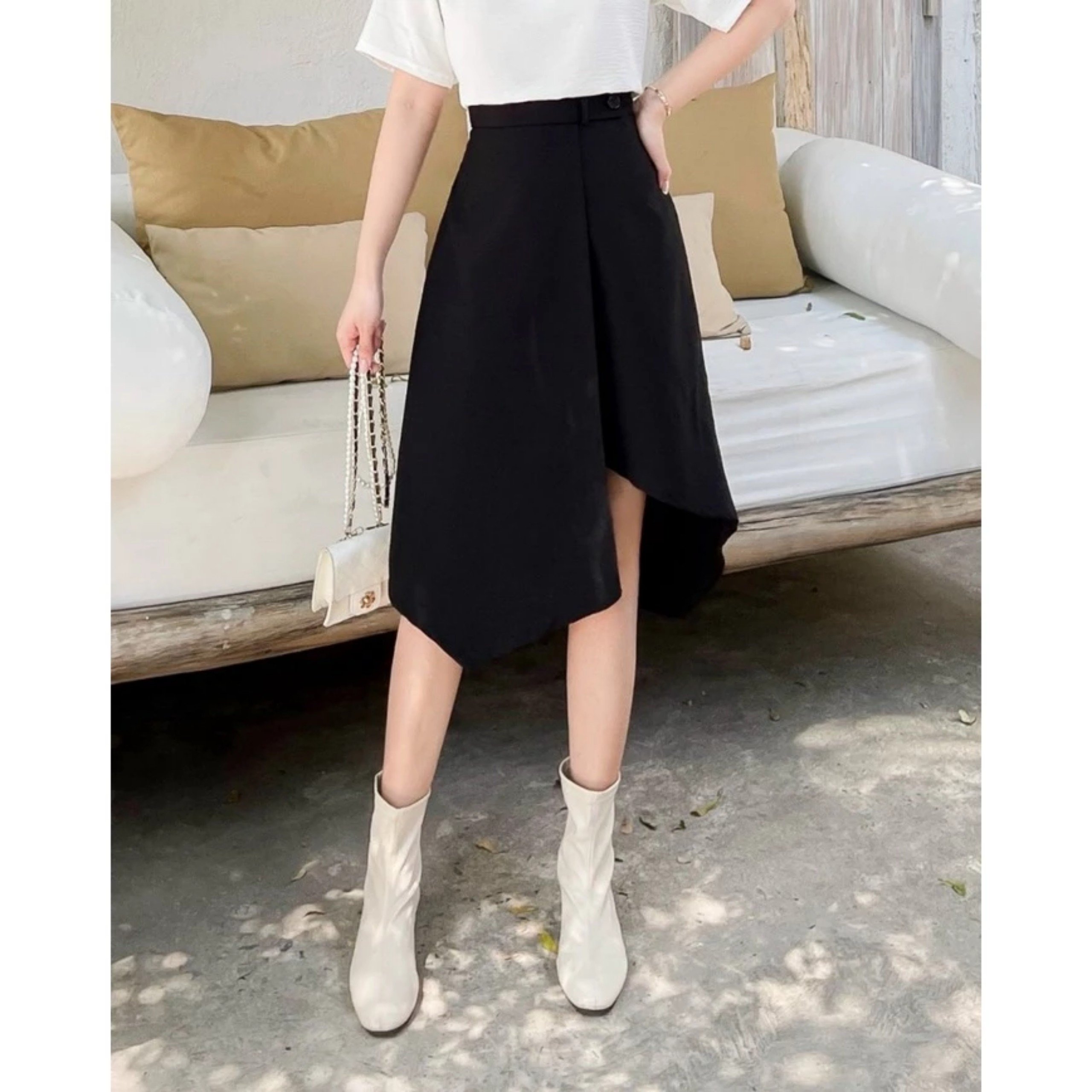 CHÂN VÁY XÉO LỆCH TÀ ĐẮP XÉO