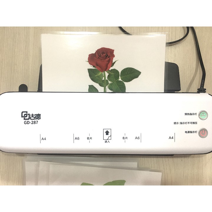 Máy ép Plastic khổ A4 GD287 ép ảnh và giấy tờ (Tặng kèm 20 màng ép A4 hoặc 100 màng ép kích cỡ 11x16cm. )