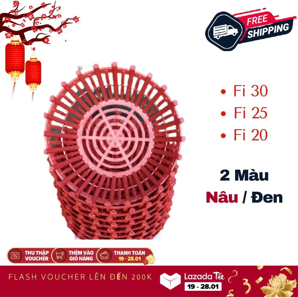 Chậu nhựa giả gỗ phi 30 có nan phụ chuyên dùng trồng Lan giá tốt