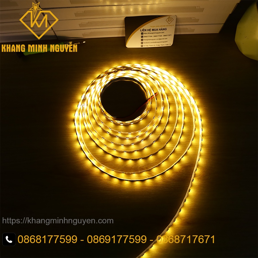Led dây 5050 12v cuộn 5m - 60 led/mét có keo 2 mặt ánh sáng trắng, vàng ấm, trung tính