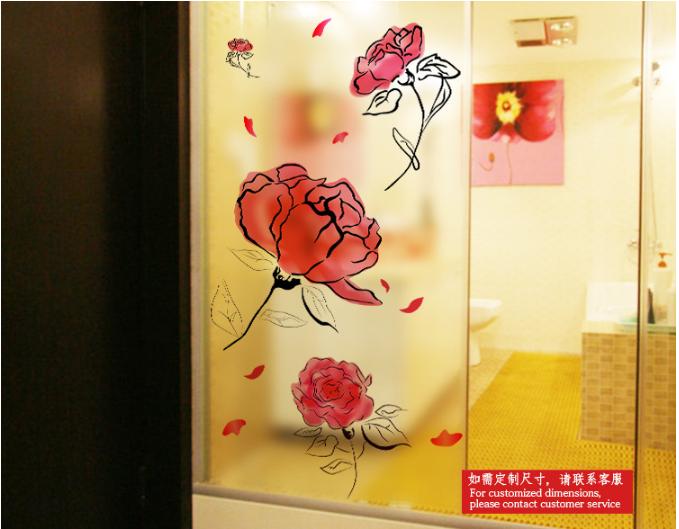 [HCM]Decal Dán Kính Cao Cấp - Hoa Hồng Đỏ Lem ( 60x116cm )-DK1002