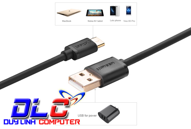 Cáp USB Type C To USB 2.0 Dài 2M Ugreen 30161 Mạ Vàng