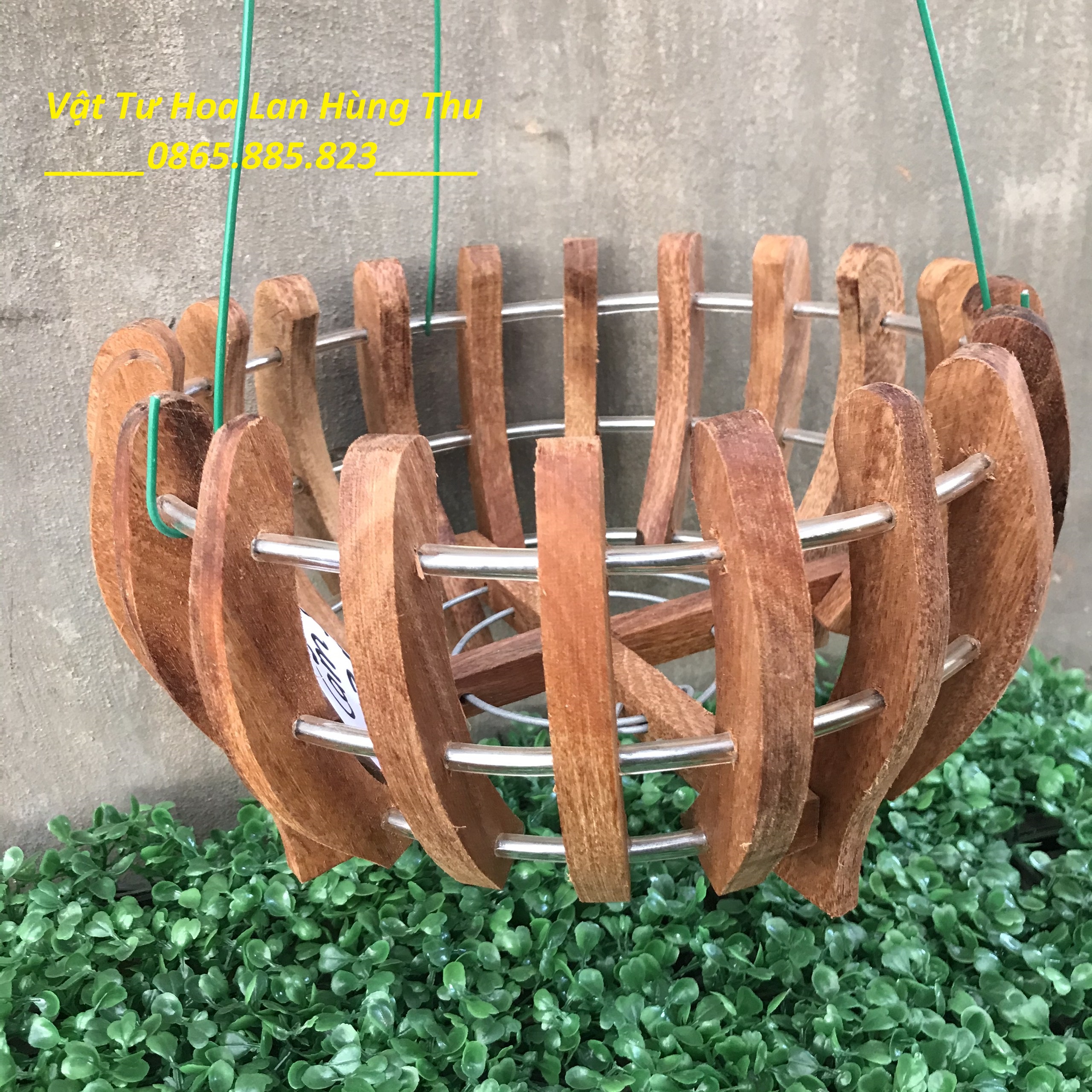 [FreeShip MAX] Chậu gỗ Camse bí trồng lan fi 35