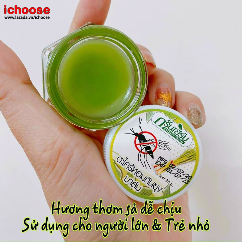 [HCM]Cao đuổi muỗi hương sả Green Herb Thái Lan 20g cao chống muỗi và côn trùng đốt