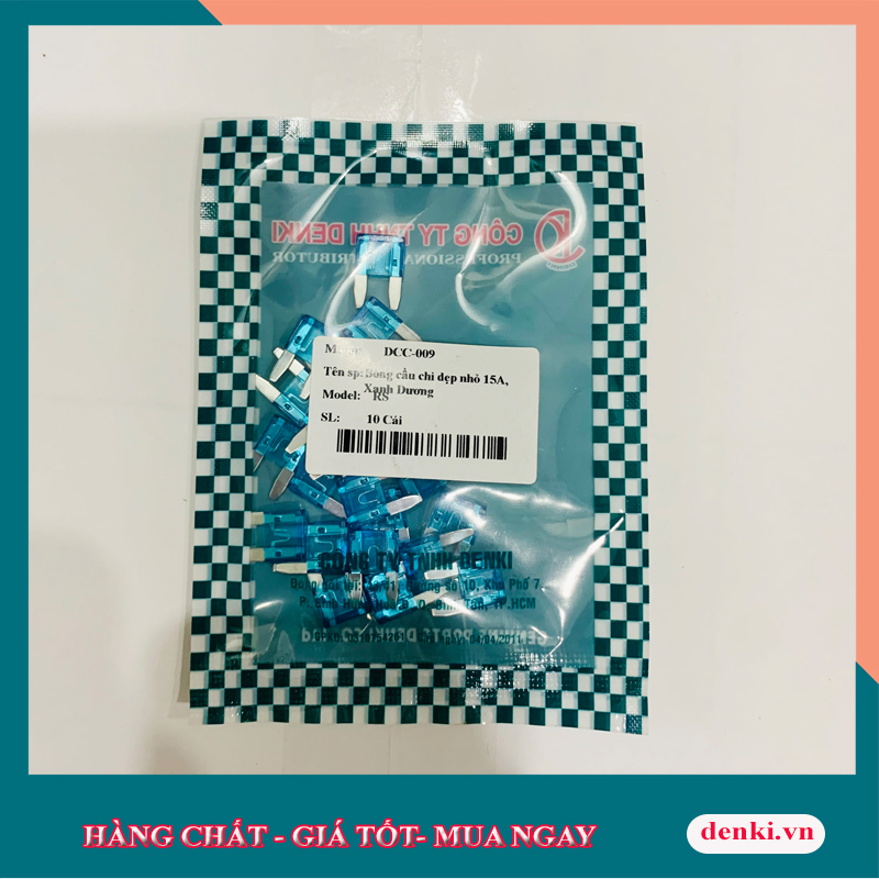 DENKI Bóng cầu chì dẹp nhỏ 15A (20 cái/ trên bịch)