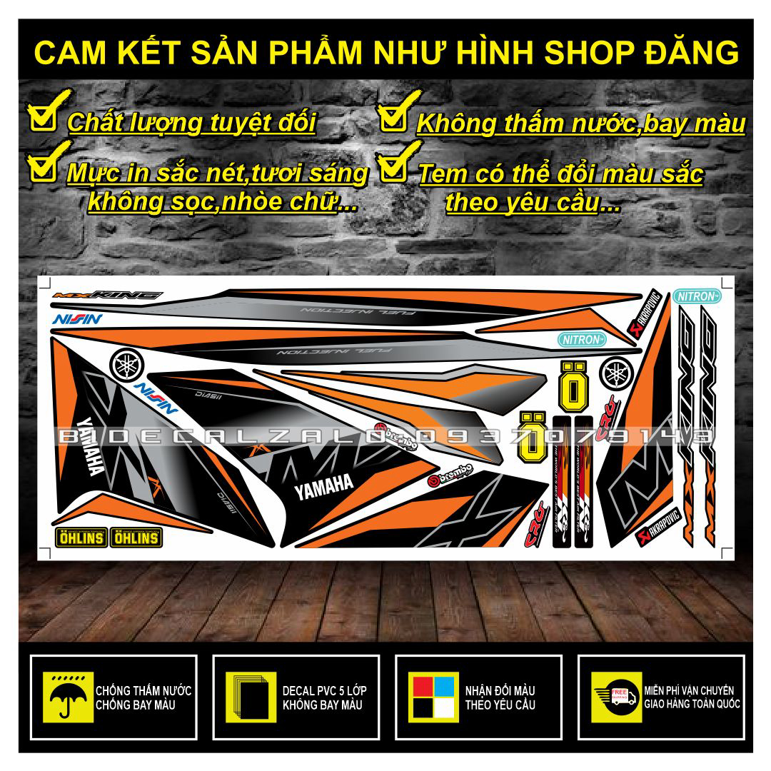 TEM RỜI EXCITER 150 MX KING PHỐI CAM ĐEN