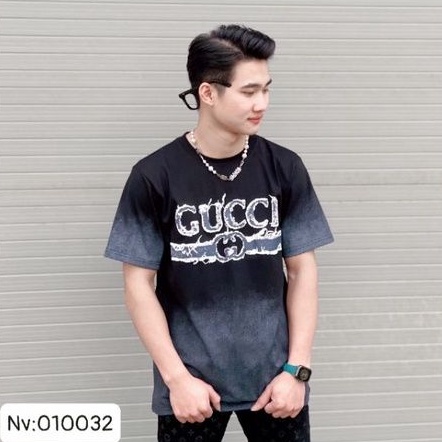 Áo thun loang 2 màu gu ci áo phông tay lỡ chất cotton dày dặn nam nữ mnd92