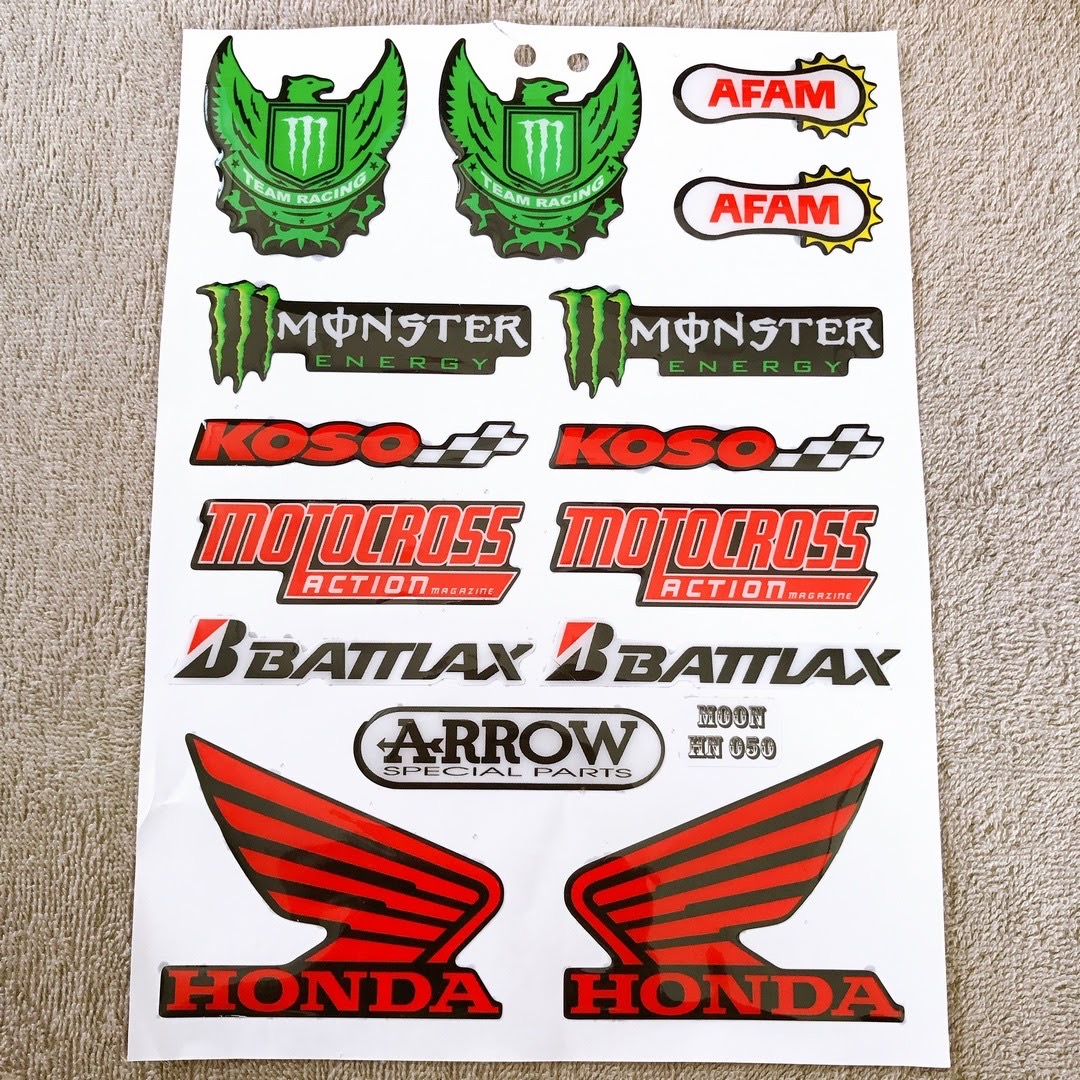 Bộ tem nổi trang trí xe máy logo mónter cực chất - tem monster