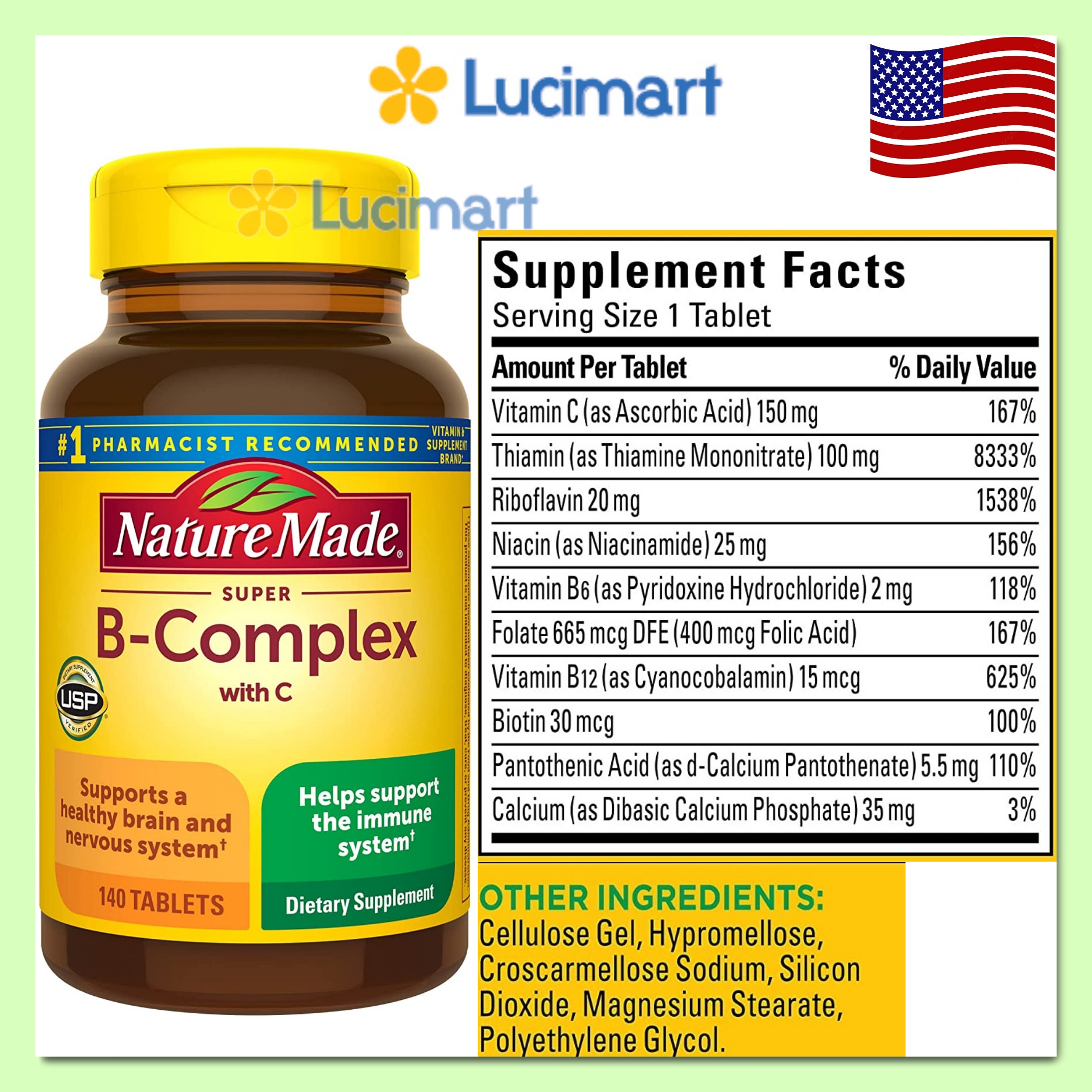Viên uống Vitamin B Super B Complex Nature Made [Hàng Mỹ]