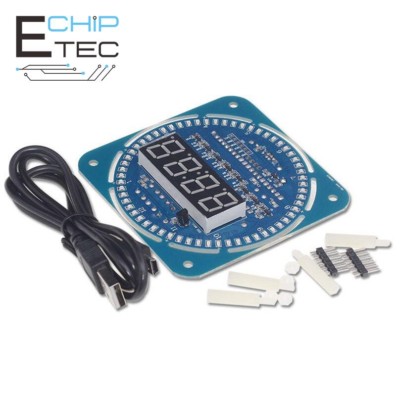 DS1302 creative temperature display clock DIY module rotating LED display electronic clock board