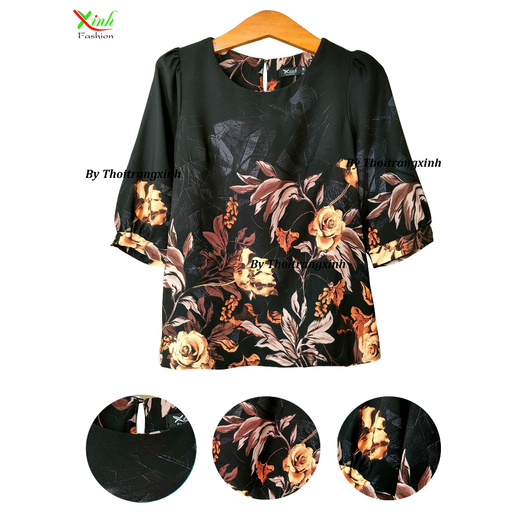Áo Lụa Mango Cao Cấp Họa Tiết Hoa In 3D Sang Trọng